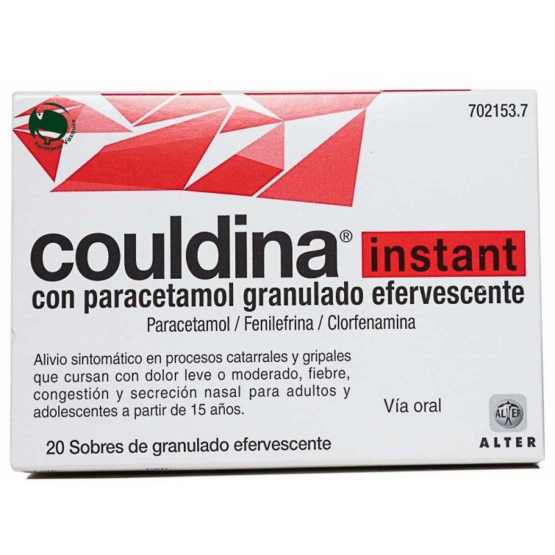 couldina instant con paracetamol 20 sobres efervescentes