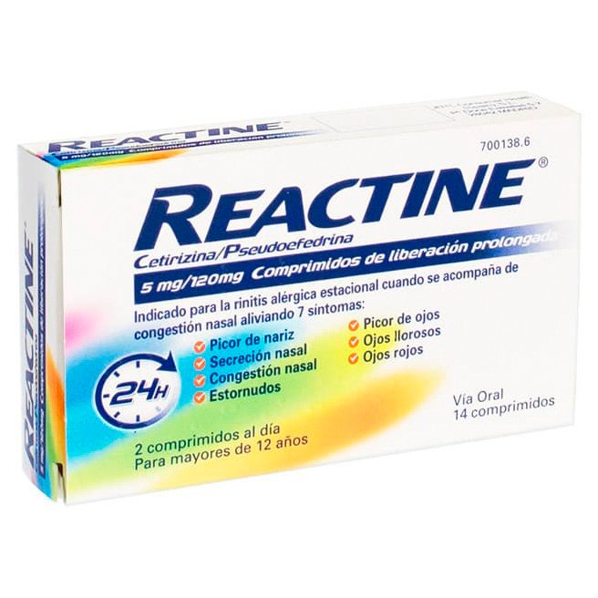 Reactine plus 14 comprimidos. CN700138 | FARMACIA MOLTÓ-CRESPO